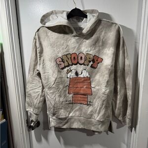 Peanuts Snoopy Hoodie - Cream tie dye